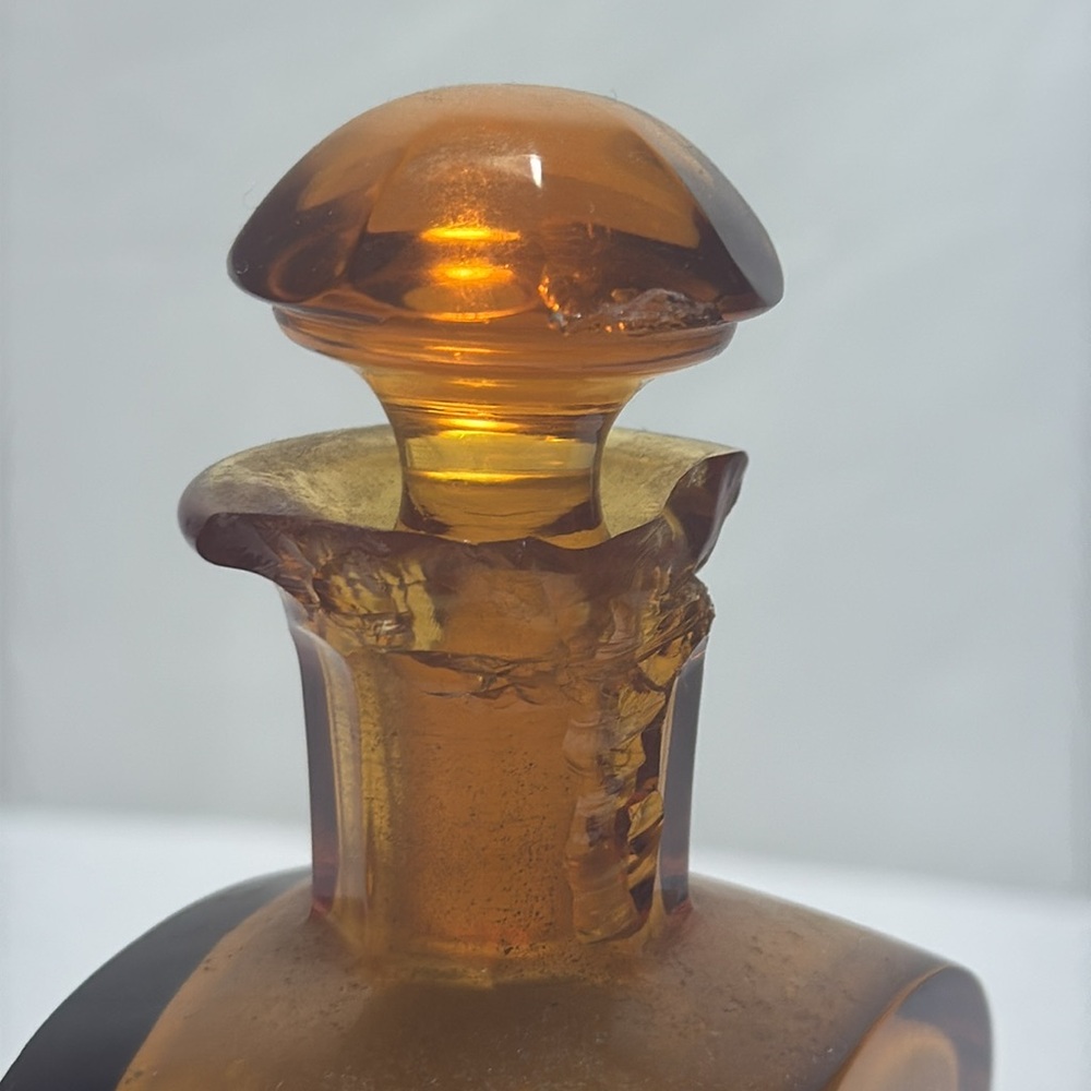 Moser Signed Art Nouveau Amber Glass Decorative Bottle - Picture 11 of 14